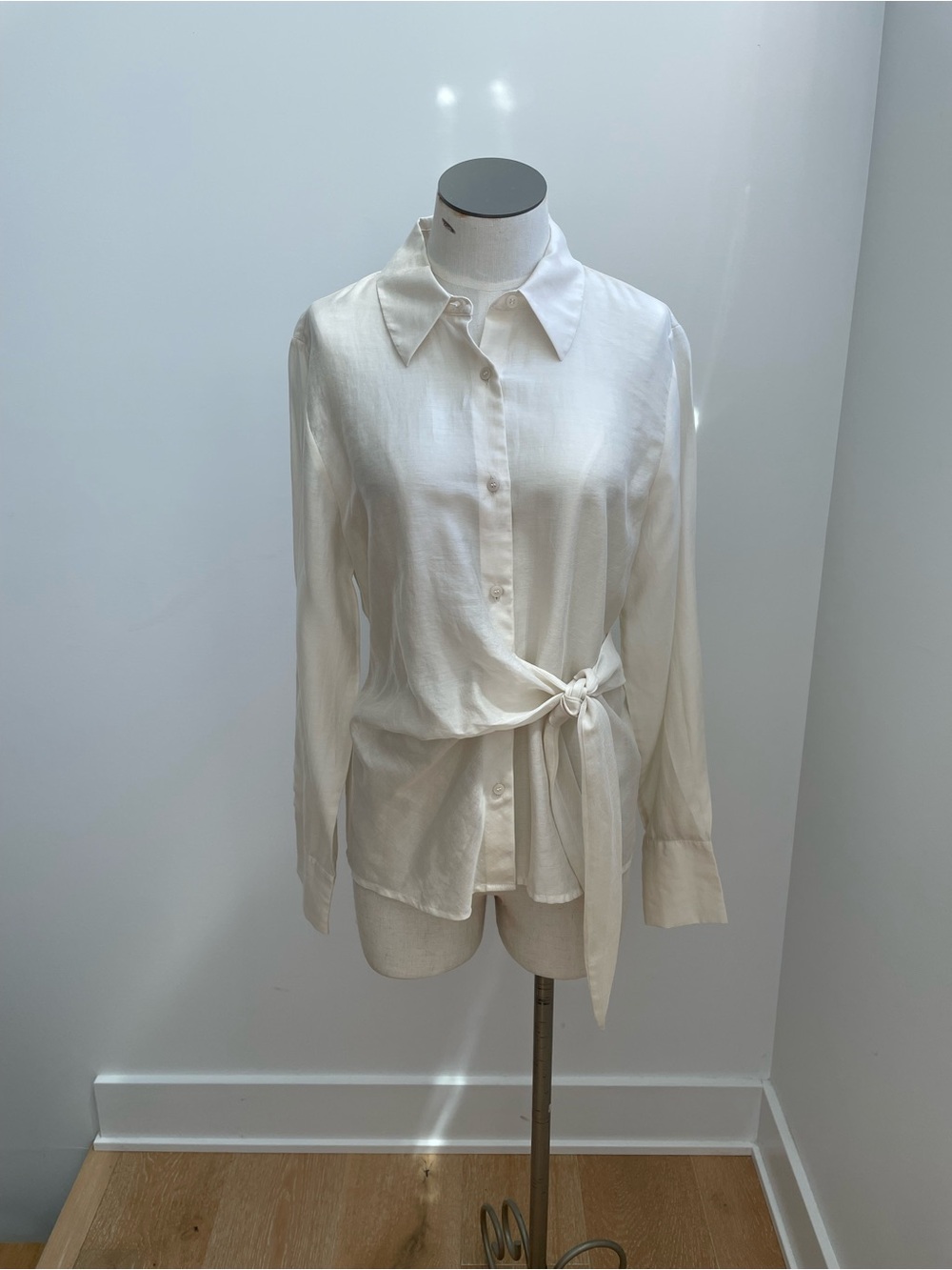 & Other Stories Cream Button-Down Tie-Waist Shirt